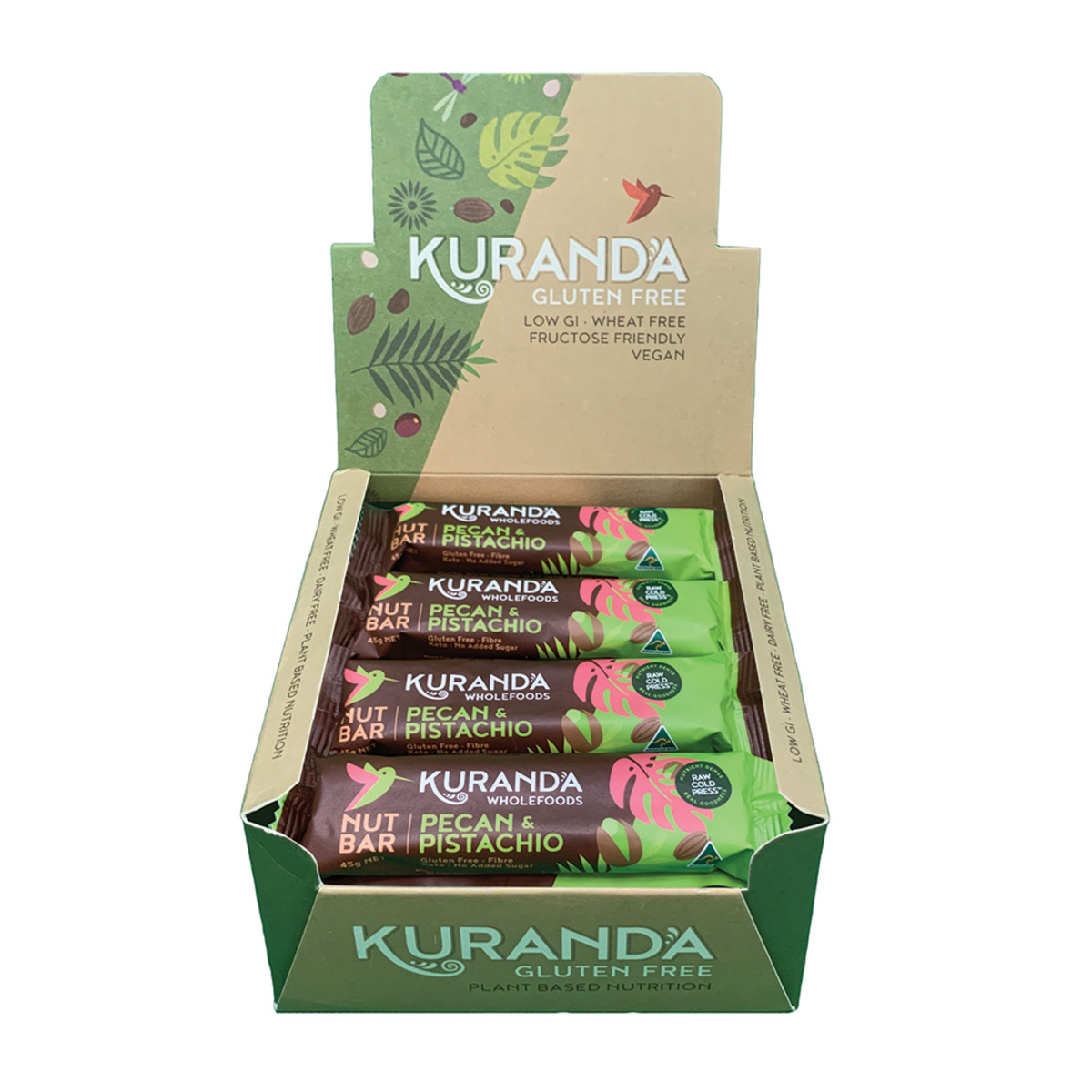 Kuranda Wholefoods Gluten Free Nut Bars Pecan & Pistachio 45g x 16 Display